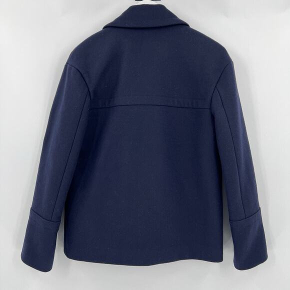 J. Crew Melton Wool Navy Blue Double‎ Breasted Peacoat B6474 Women’s Size 0 - Picture 5 of 10